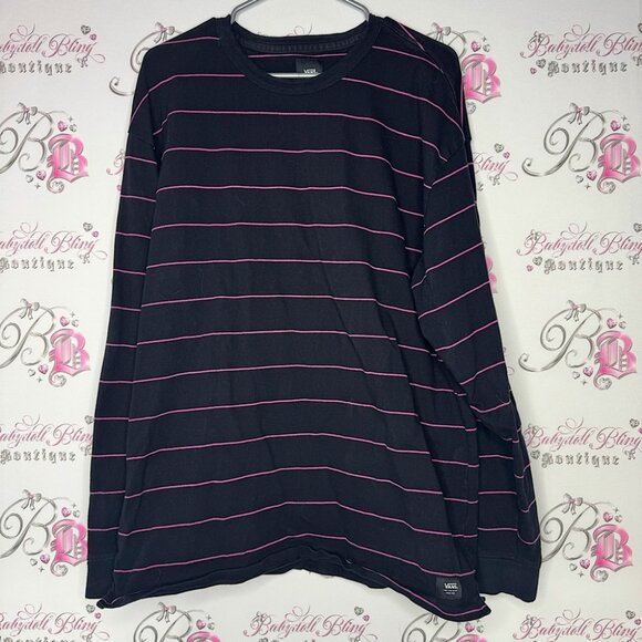 Vans long sleeve shirt top striped black pink stripes unisex men’s women shirt - Picture 1 of 3